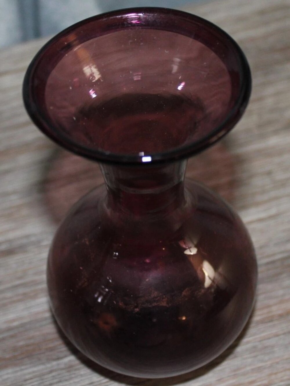 Vintage Blown Amethyst Glass Bud Vase with a Bubble Ball Base